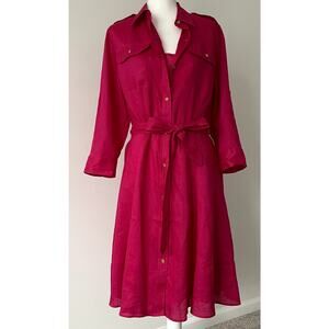 NWT Lauren Ralph Lauren Linen Fit & Flare Shirt + Slip Dress XL